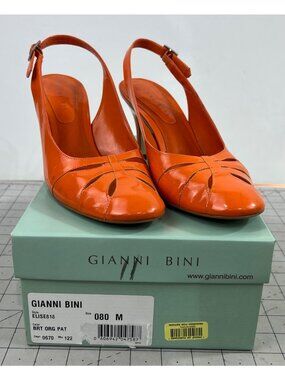 Gianni Bini Elise 818 Orange Patent Leather Slingback Heels Women’s Size 8
